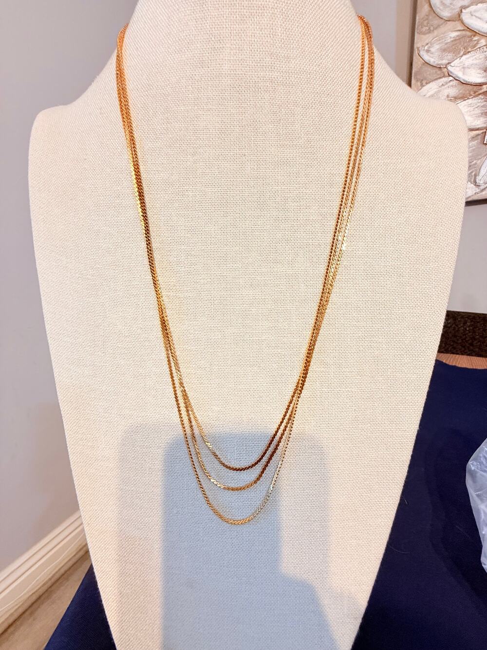Vintage Gold Tone Multi Strand Chain Necklace 26-28”